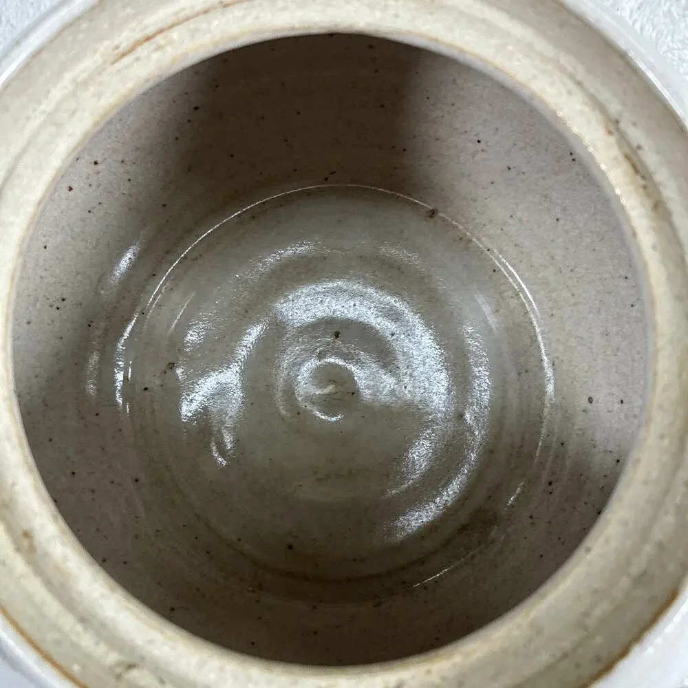 Handmade Studio Art Pottery Honey Jar Blue & White Fish Glaze with Lid & Dipper